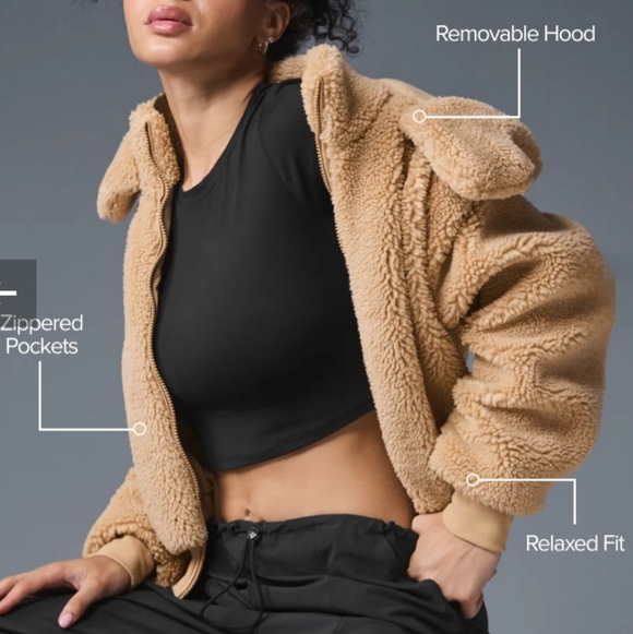 Alo Yoga, Foxy Sherpa Jacket/Coat, Teddy Bear, Came,l VGUC, Women's M - Picture 16 of 16